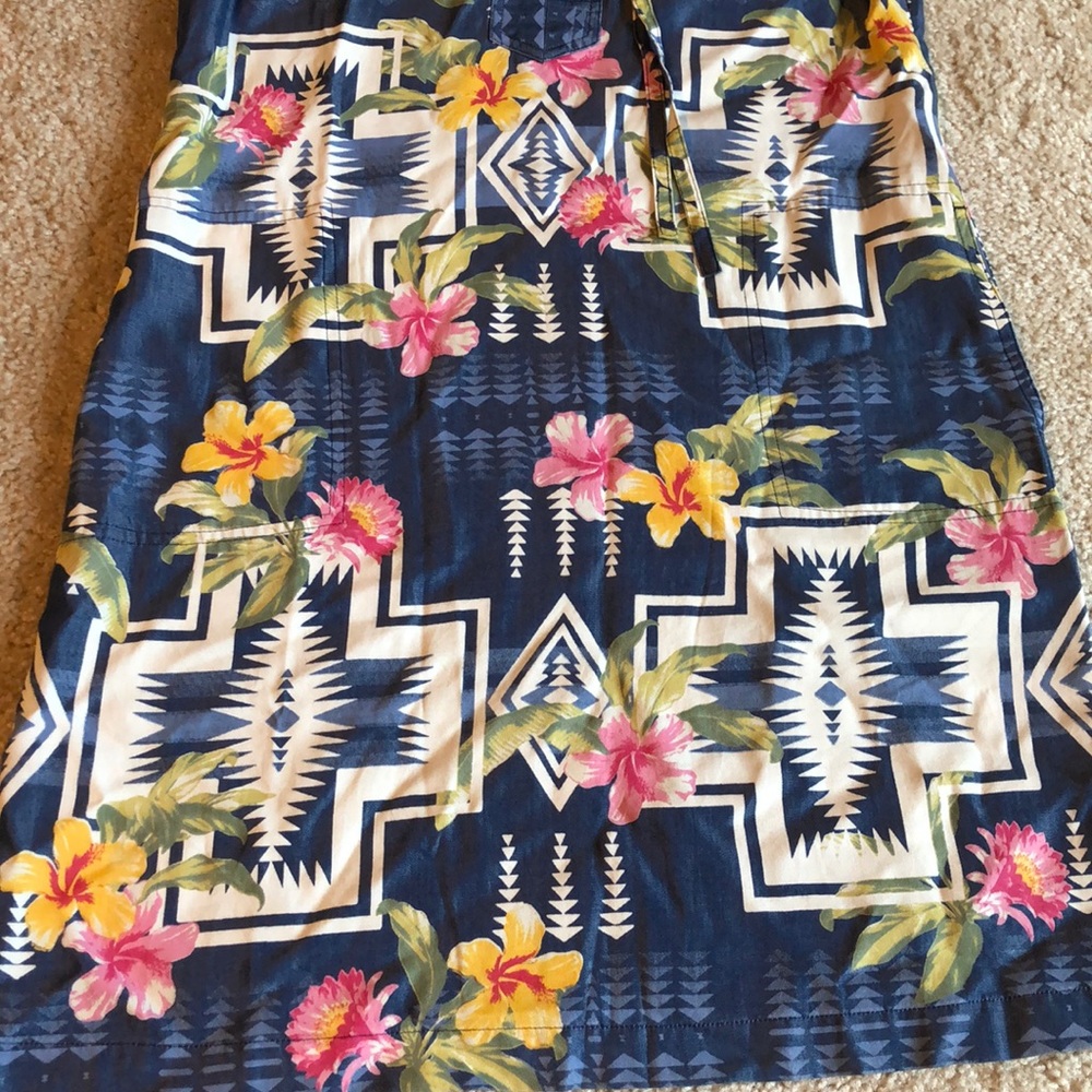 Tommy Bahama Aloha Shift denim Dress blue pink floral flowers yellow size XS - Picture 7 of 8